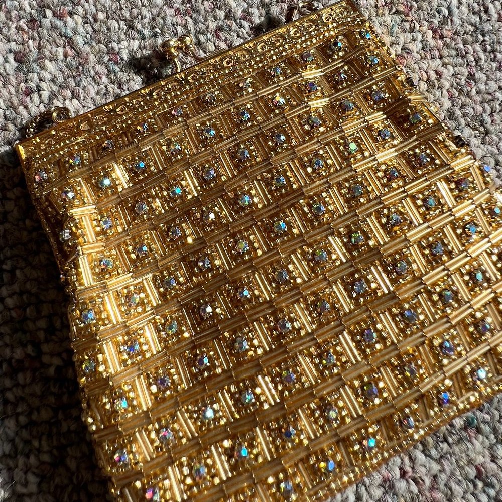 Gold rhinestone clutch